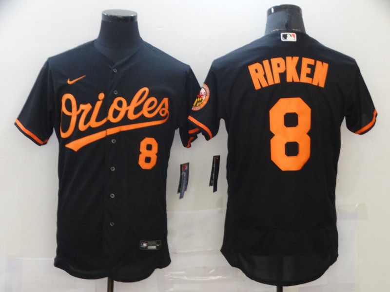 Men Baltimore Orioles 8 Ripken Black Elite Nike MLB Jerseys